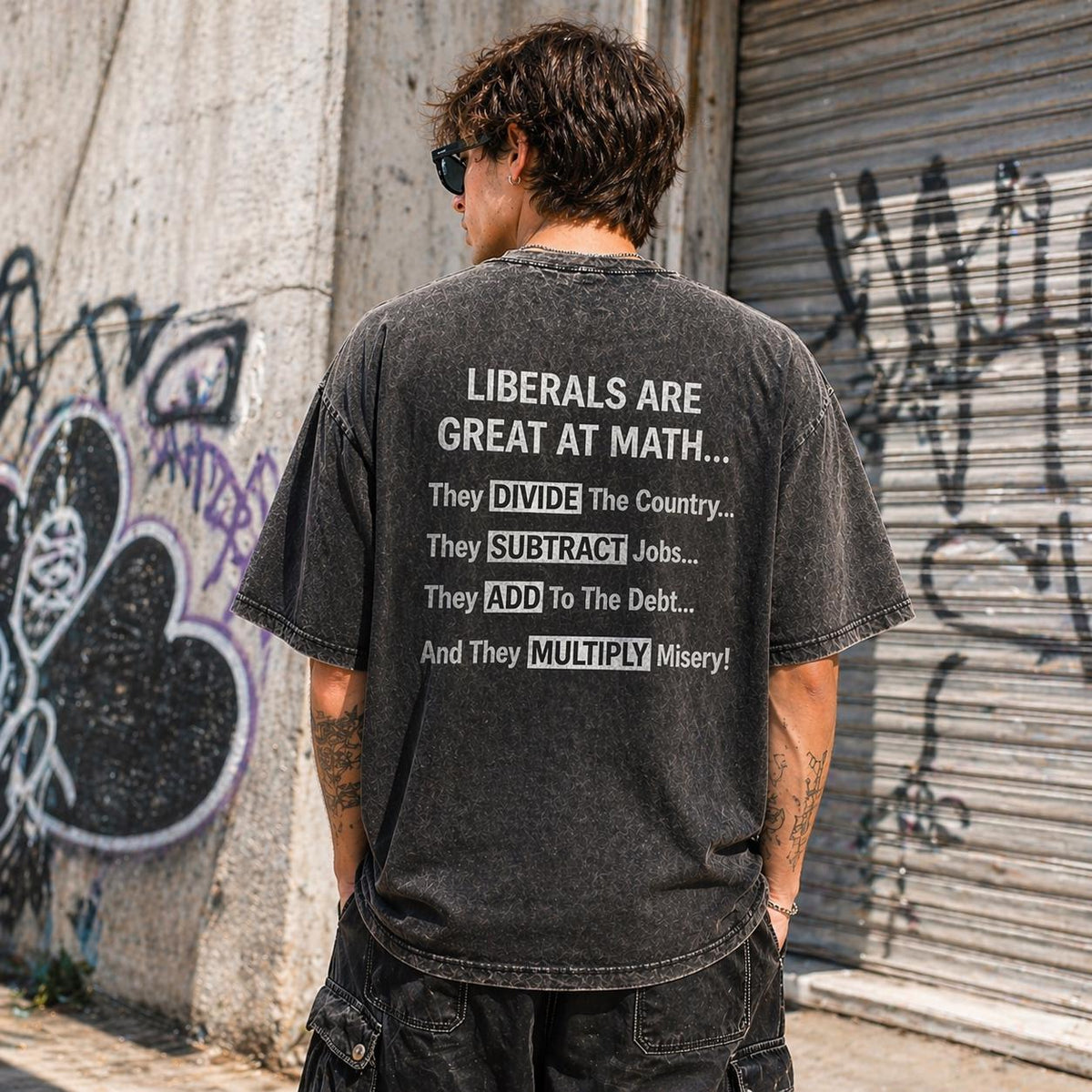 Liberals Math Washed Tee, Funny Political Shirt, Conservative Top, Republican Apparel, Sarcastic Right Wing Outfit, Anti Liberal Acid Wash
