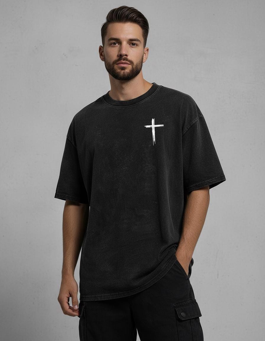 Created With A Purpose Shirt, Christian Cross Wash Tee, Faith Graphic Apparel, Minimalist Religious Top, Jesus Gift